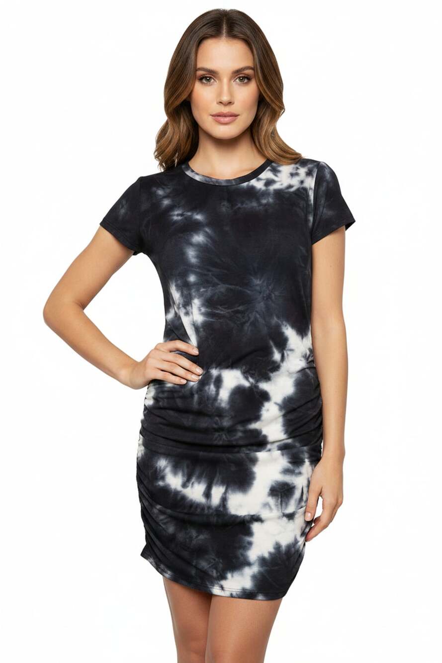 Antistar Tie-Dye Side-Ruched Bodycon T-Shirt Dress